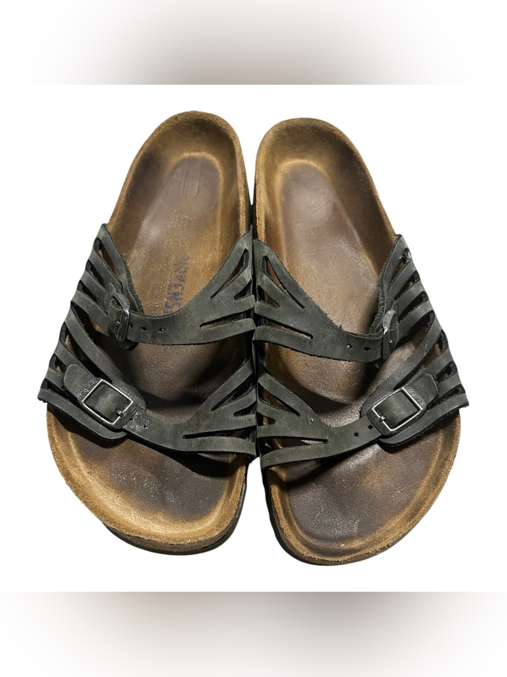 Birkenstock Black Multi-Strap Buckle Cork Footbed Sandals